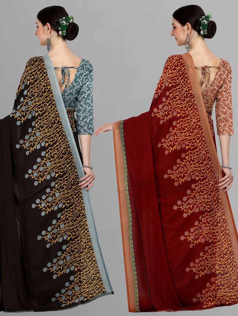 women pack of 2 casual wear combo sarees with blouse - 21434838 -  Standard Image - 1