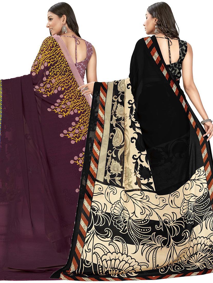 women pack of 2 casual wear combo sarees with blouse - 21434842 -  Standard Image - 1