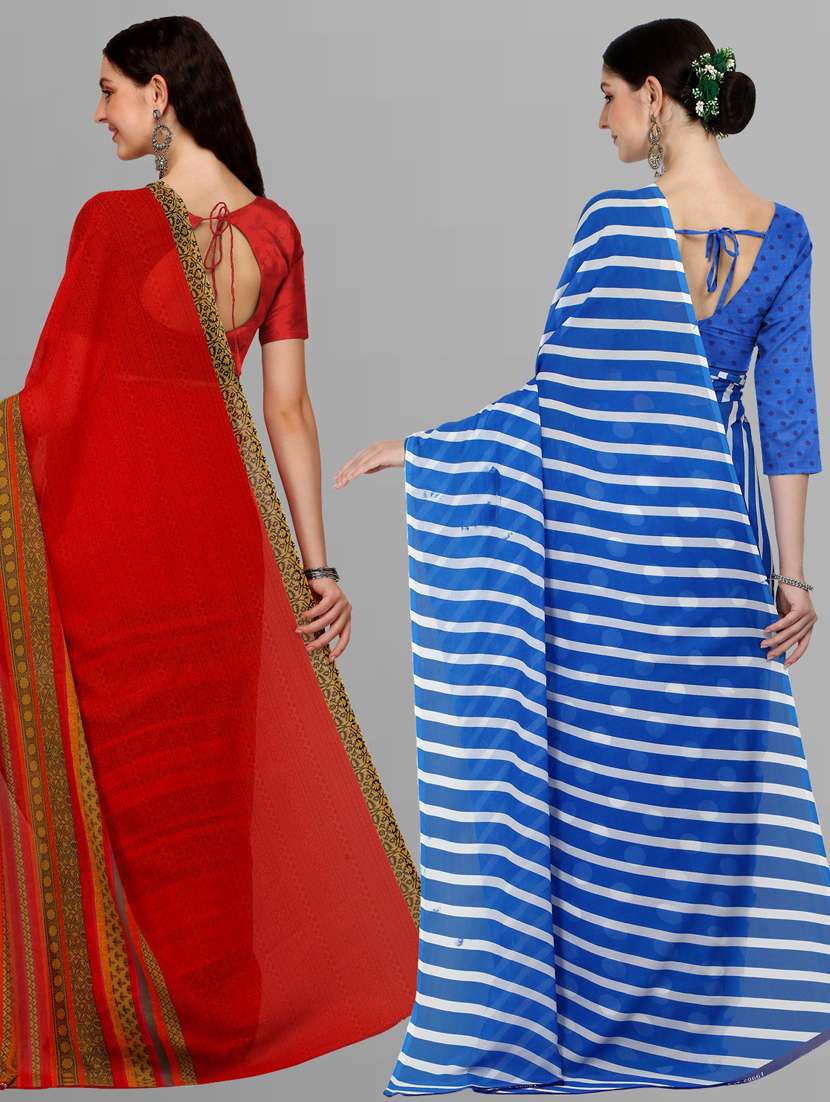 women pack of 2 casual wear combo sarees with blouse - 21434846 -  Standard Image - 1
