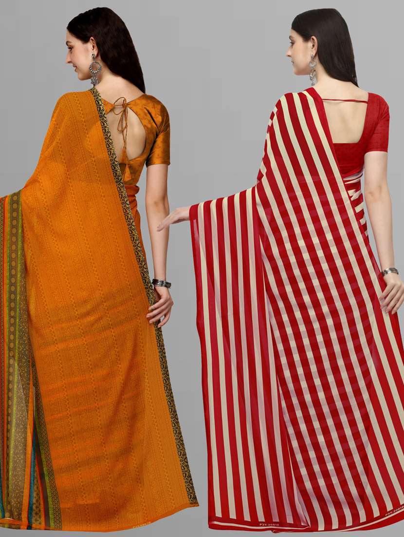 women pack of 2 casual wear combo sarees with blouse - 21434856 -  Standard Image - 1