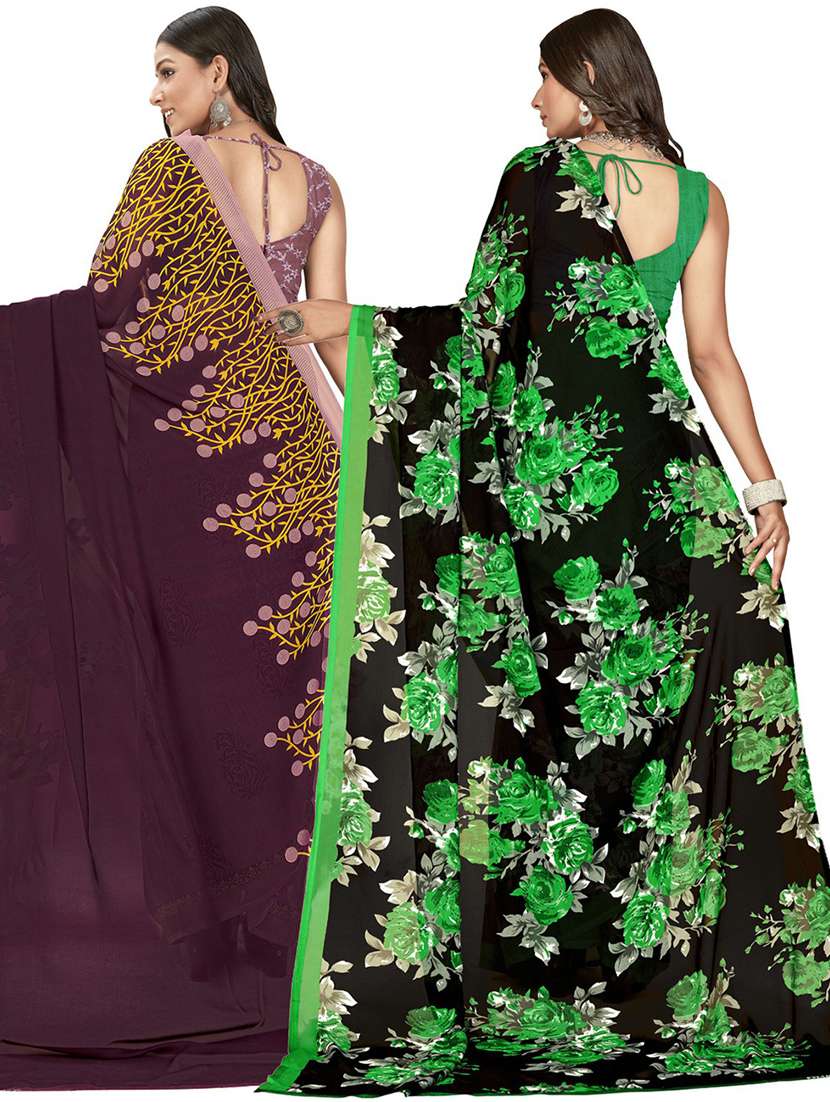 women pack of 2 casual wear combo sarees with blouse - 21434864 -  Standard Image - 1