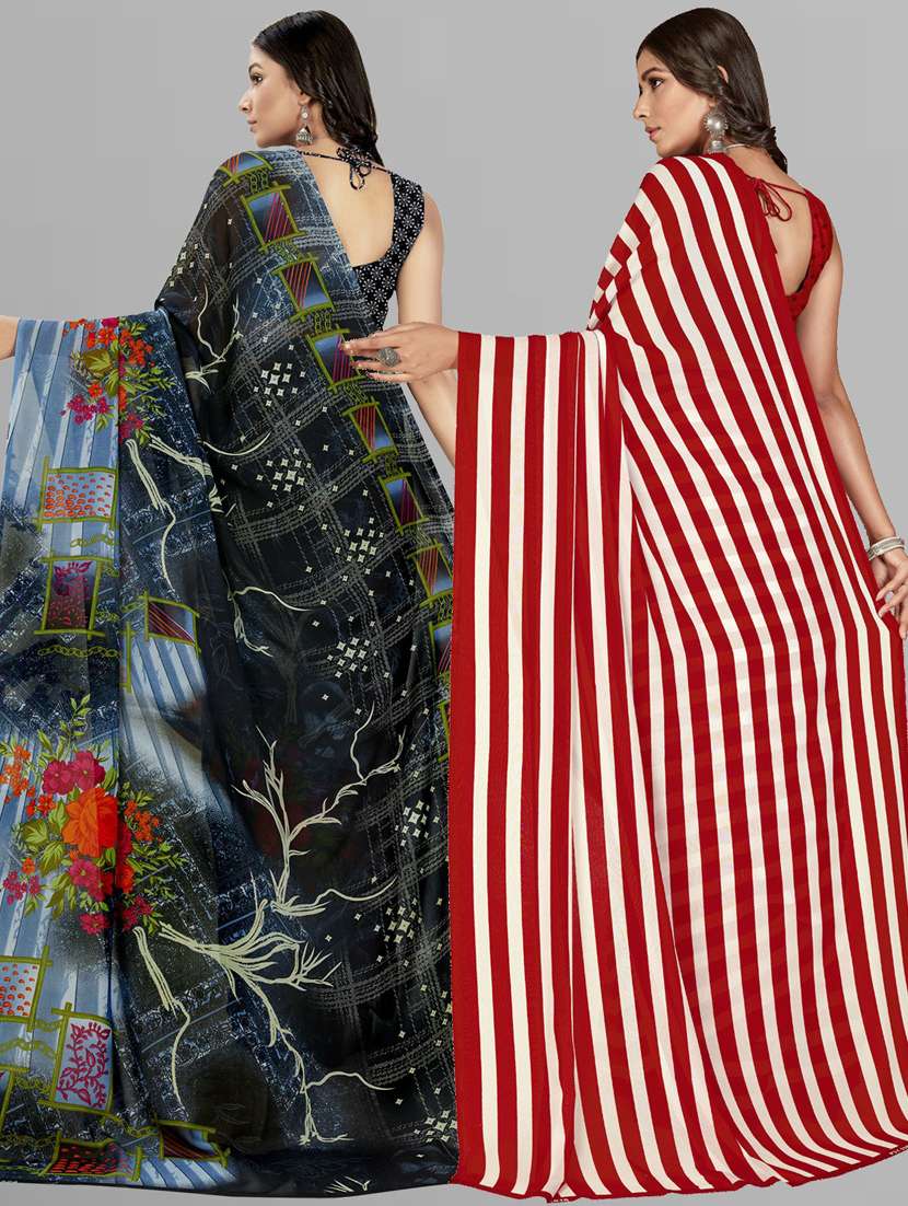 women pack of 2 casual wear combo sarees with blouse - 21434910 -  Standard Image - 1