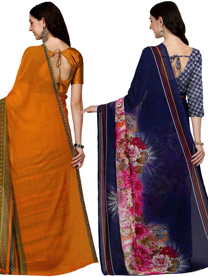 women pack of 2 casual wear combo sarees with blouse - 21434926 -  Standard Image - 1