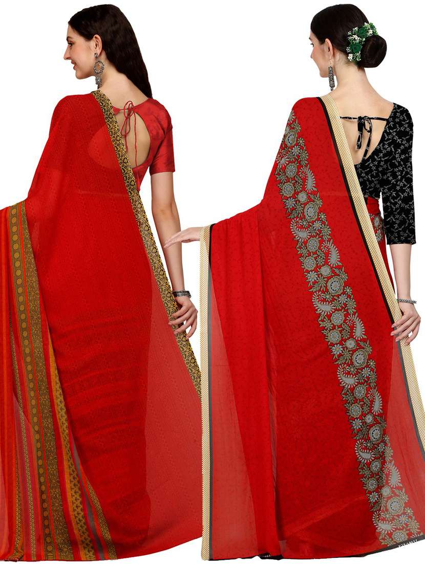 women pack of 2 casual wear combo sarees with blouse - 21434934 -  Standard Image - 1
