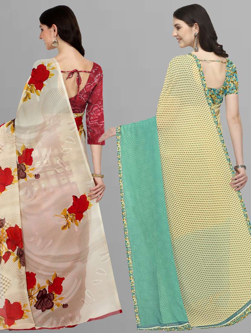 women pack of 2 casual wear combo sarees with blouse - 21434939 -  Standard Image - 1