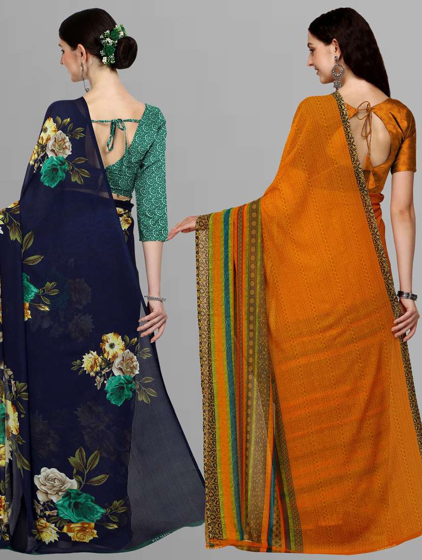 women pack of 2 casual wear combo sarees with blouse - 21434976 -  Standard Image - 1