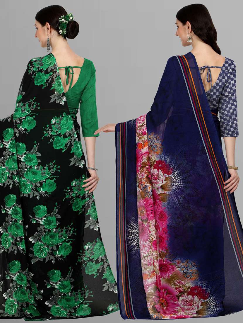 women pack of 2 casual wear combo sarees with blouse - 21434988 -  Standard Image - 1