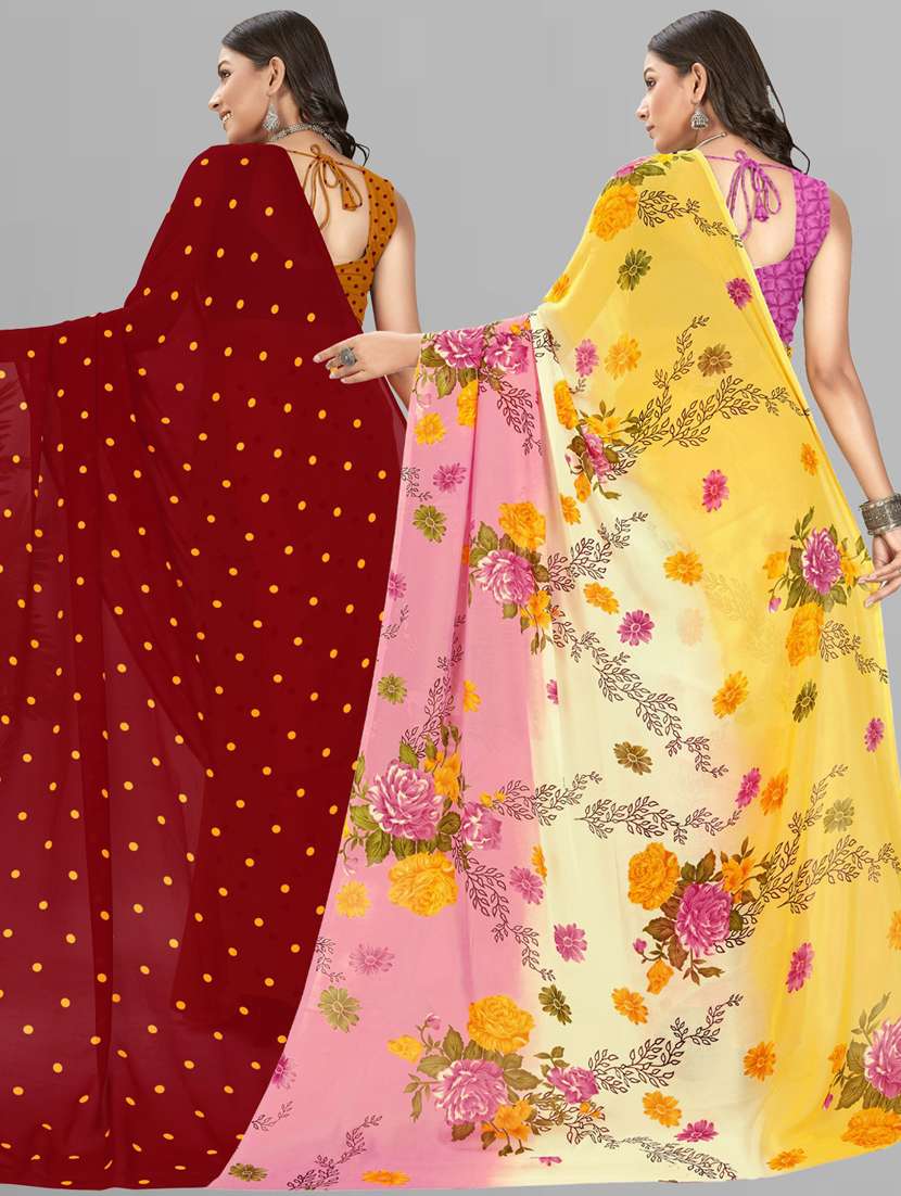 women pack of 2 casual wear combo sarees with blouse - 21434999 -  Standard Image - 1