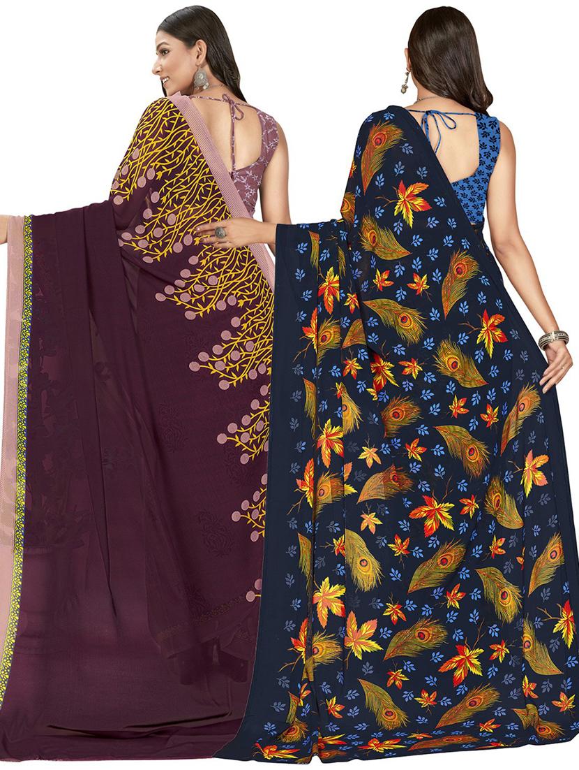 women pack of 2 casual wear sarees - 21435023 - Standard Image - 1