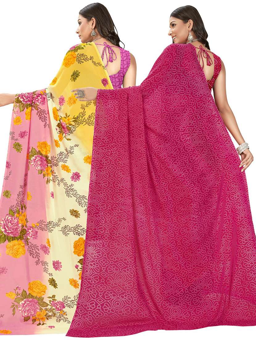 pack of 2 printed casual wear sarees - 21435162 -  Standard Image - 1