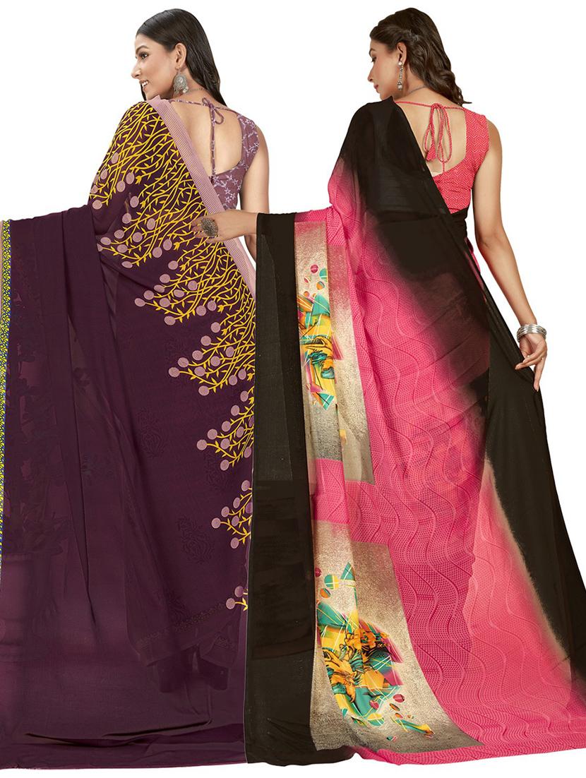 pack of 2 printed casual wear sarees - 21435204 - Standard Image - 1