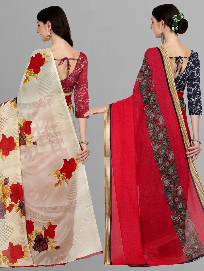 women pack of 2 casual wear combo sarees with blouse - 21435208 -  Standard Image - 1
