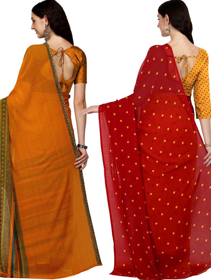 women pack of 2 casual wear combo sarees with blouse - 21435219 - Standard Image - 1