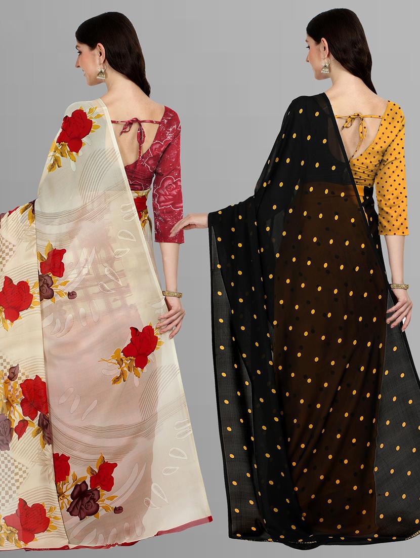 women pack of 2 casual wear combo sarees with blouse - 21435221 - Standard Image - 1