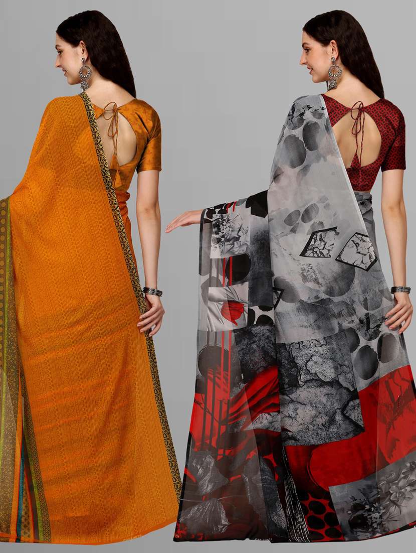 women pack of 2 casual wear combo sarees with blouse - 21435231 -  Standard Image - 1