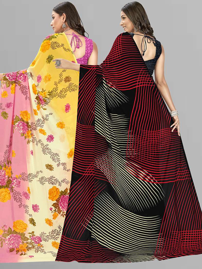 women pack of 2 casual wear combo sarees with blouse - 21435247 -  Standard Image - 1
