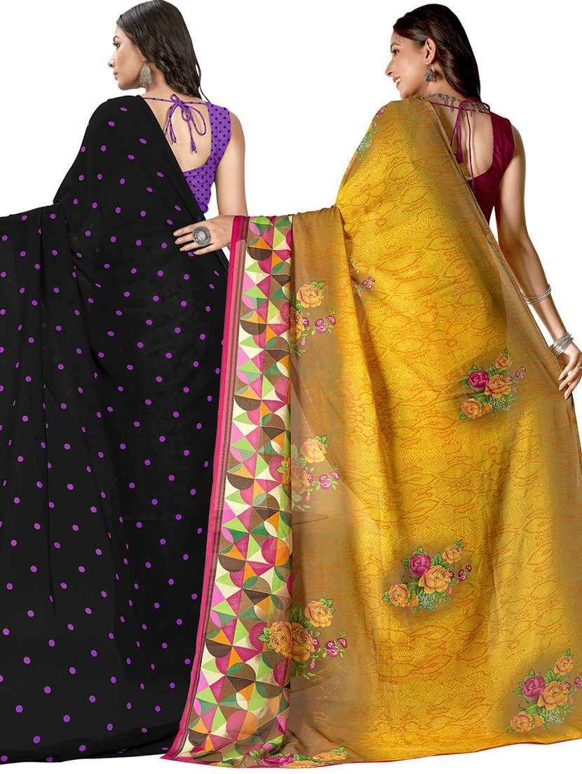 women pack of 2 casual wear combo sarees with blouse - 21435276 -  Standard Image - 1