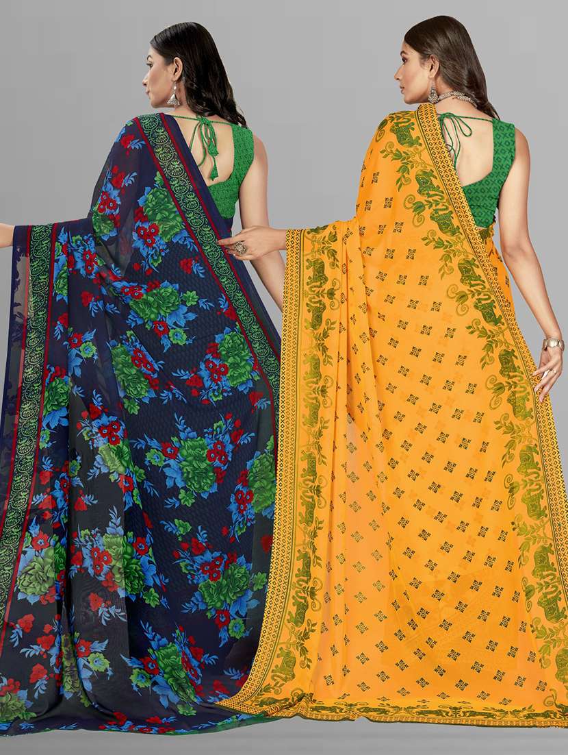 women pack of 2 casual wear sarees with blouse - 21435310 -  Standard Image - 1