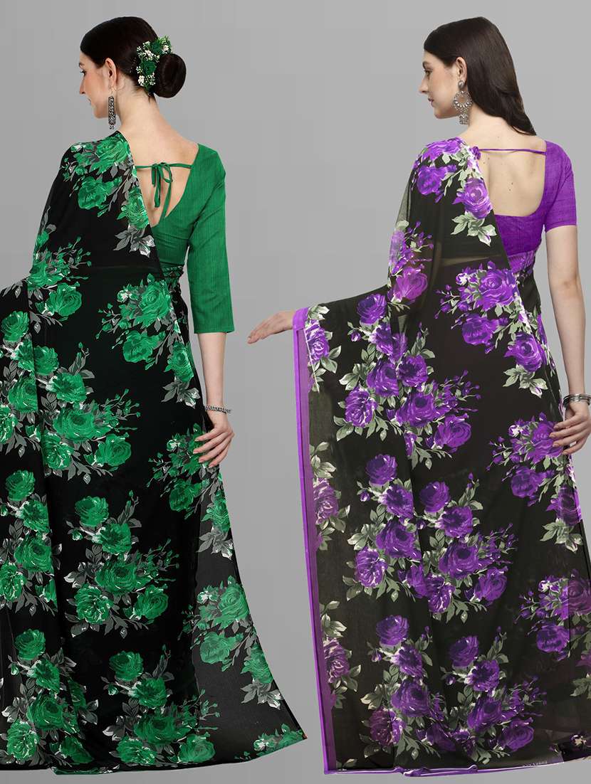 women pack of 2 casual wear combo sarees with blouse - 21435340 -  Standard Image - 1