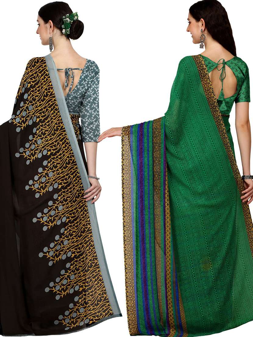 women pack of 2 casual wear sarees with blouse - 21435357 -  Standard Image - 1