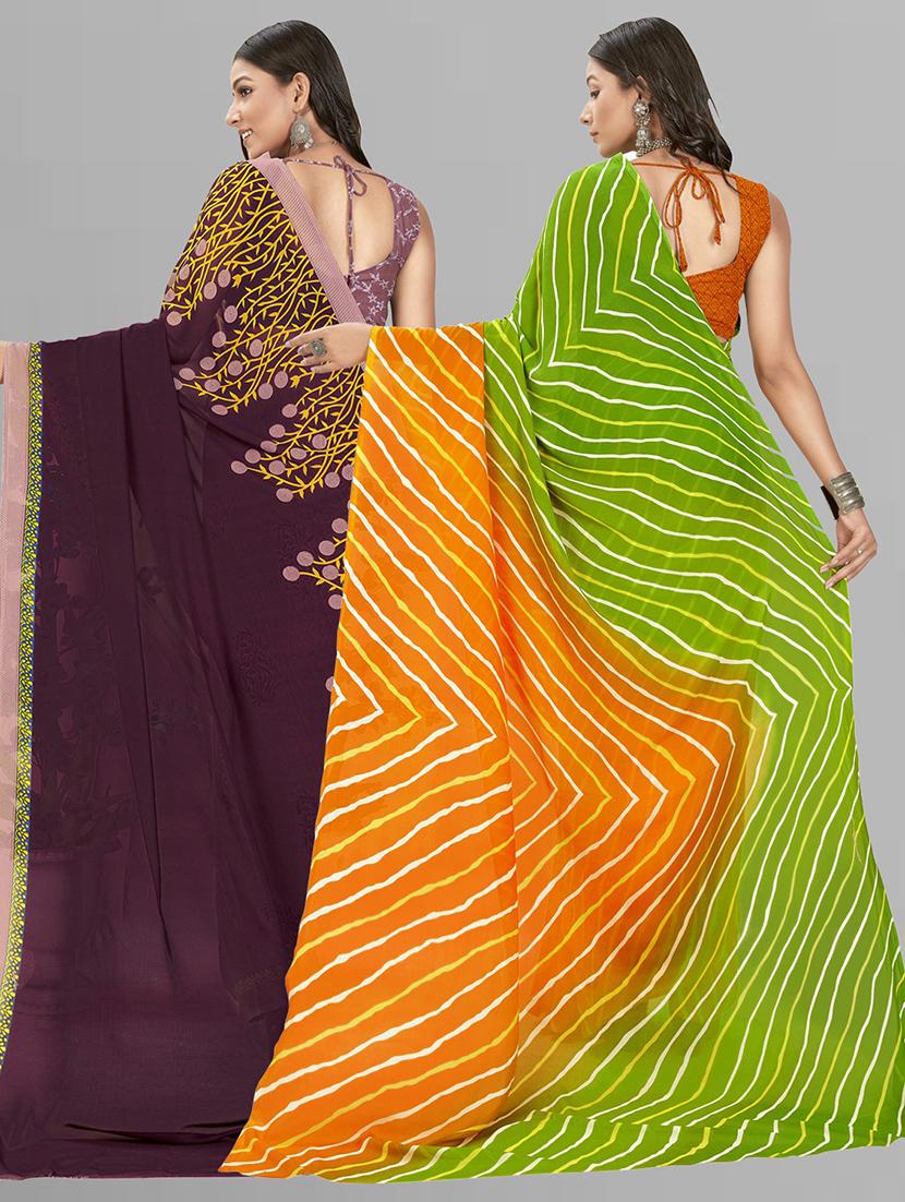 women pack of 2 casual wear combo sarees with blouse - 21435376 - Standard Image - 1