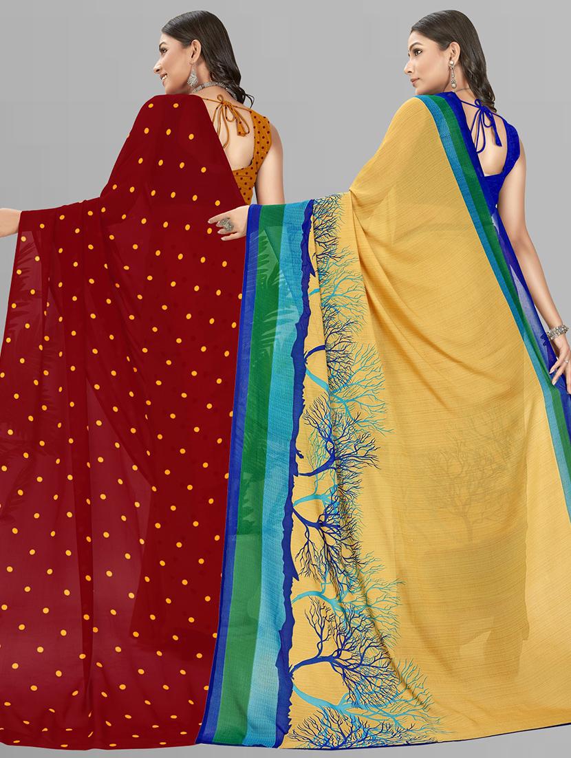 women pack of 2 casual wear combo sarees with blouse - 21435377 - Standard Image - 1
