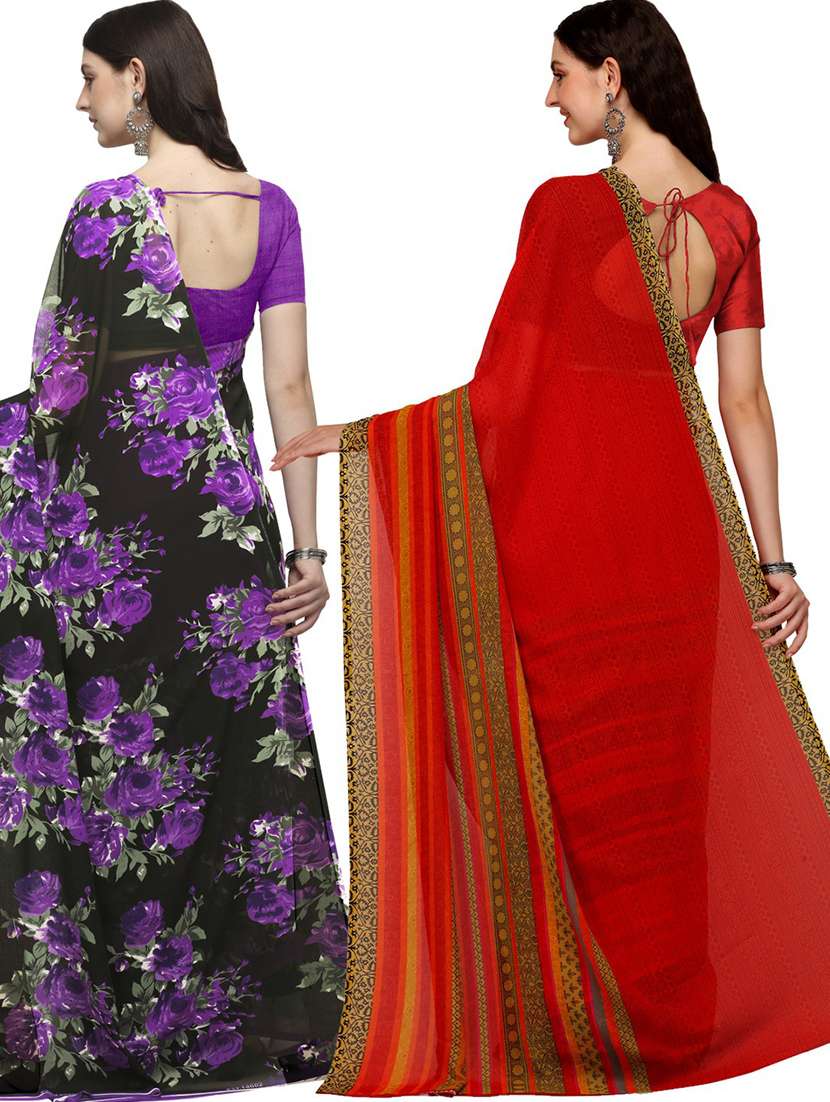 women pack of 2 casual wear combo sarees with blouse - 21435378 -  Standard Image - 1
