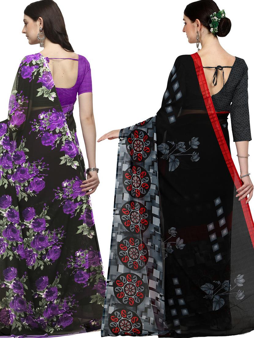 women pack of 2 casual wear combo sarees with blouse - 21435381 -  Standard Image - 1