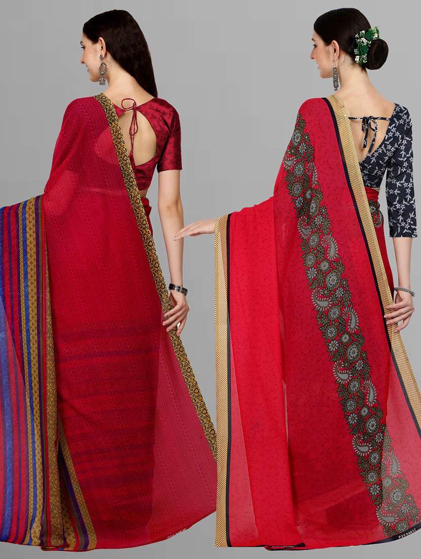 women pack of 2 casual wear sarees with blouse - 21435389 -  Standard Image - 1