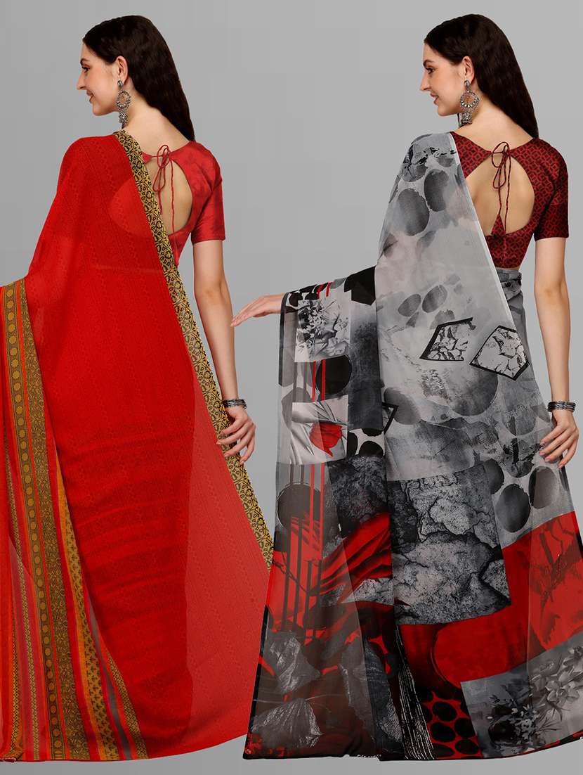 women pack of 2 casual wear combo sarees with blouse - 21435398 -  Standard Image - 1