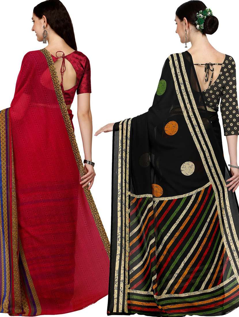 women pack of 2 casual wear sarees with blouse - 21435451 -  Standard Image - 1