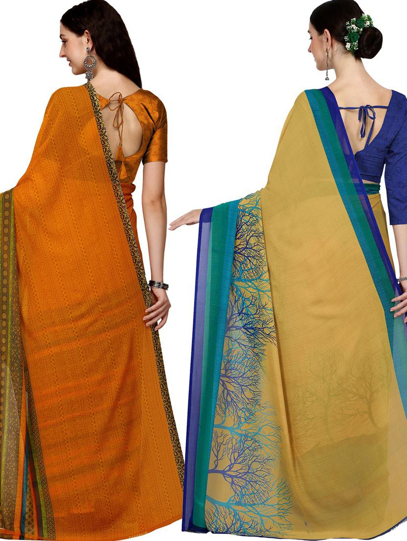 women pack of 2 casual wear combo sarees with blouse - 21435462 -  Standard Image - 1
