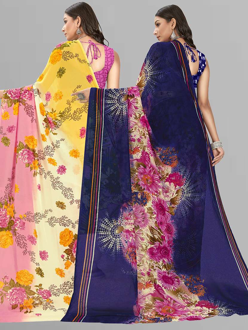 women pack of 2 casual wear sarees with blouse - 21435472 -  Standard Image - 1