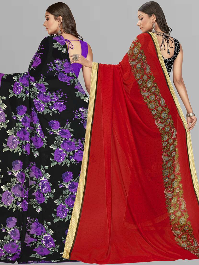 women pack of 2 casual wear sarees with blouse - 21435479 -  Standard Image - 1