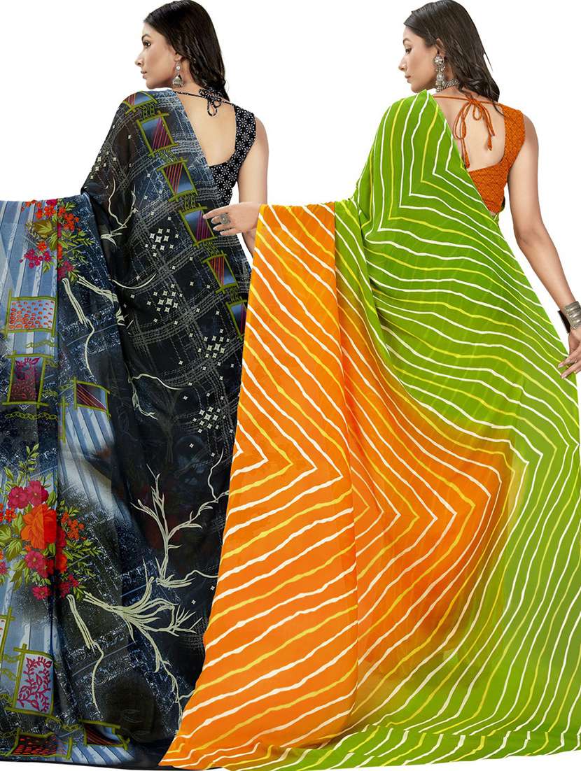 women pack of 2 casual wear sarees with blouse - 21435536 -  Standard Image - 1