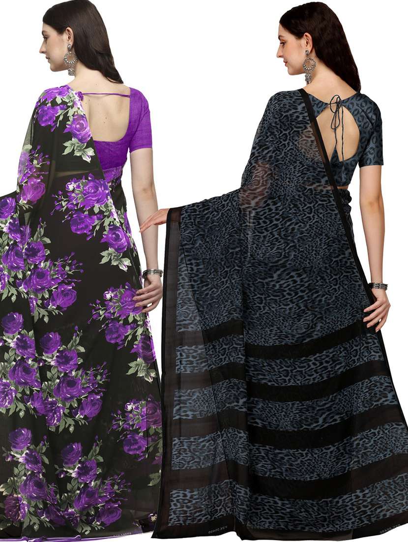women pack of 2 casual wear sarees with blouse - 21435549 - Standard Image - 1