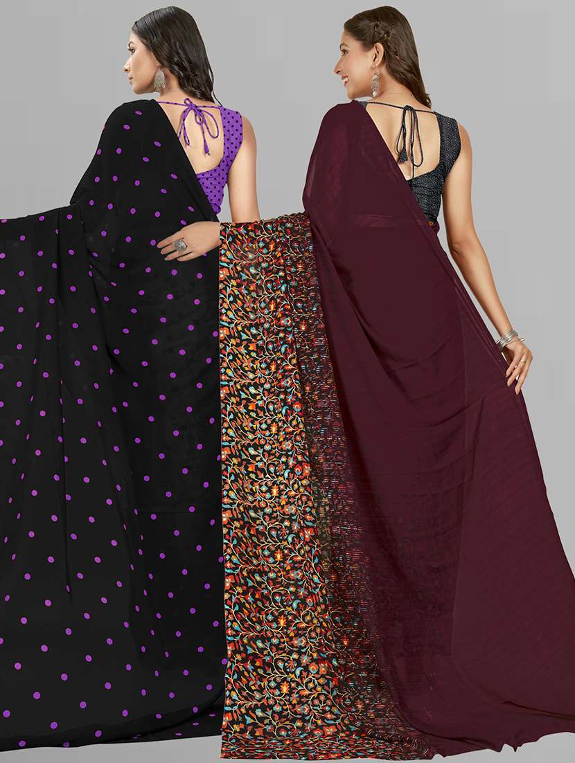 women pack of 2 casual wear sarees with blouse - 21435555 -  Standard Image - 1