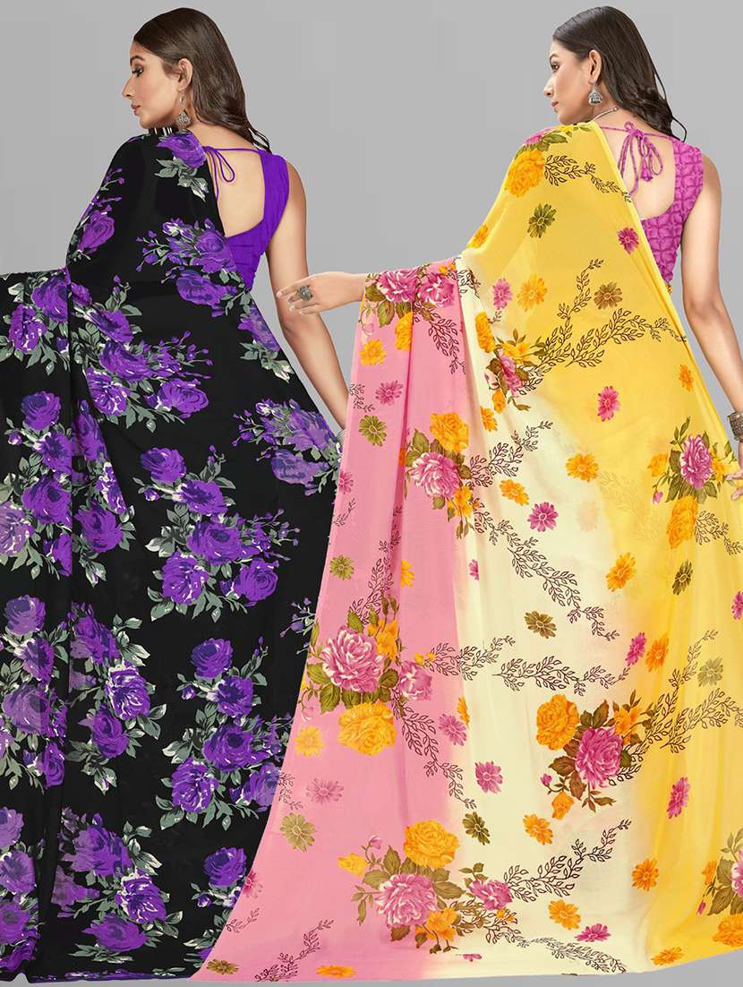 women pack of 2 casual wear sarees with blouse - 21435568 -  Standard Image - 1