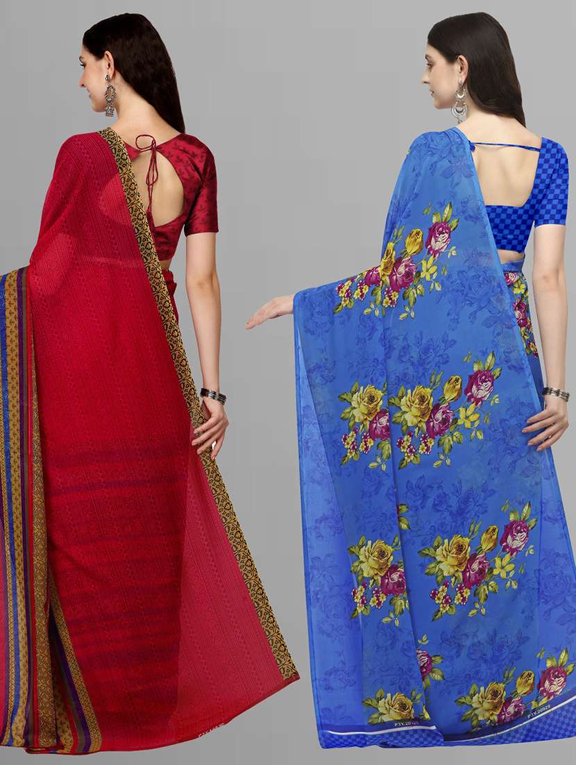 women pack of 2 casual wear sarees with blouse - 21435569 -  Standard Image - 1