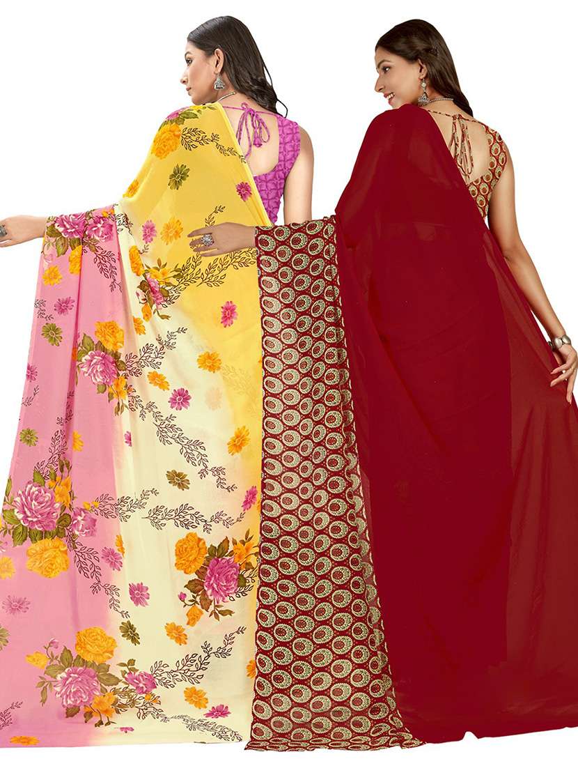women pack of 2 casual wear sarees - 21435618 -  Standard Image - 1