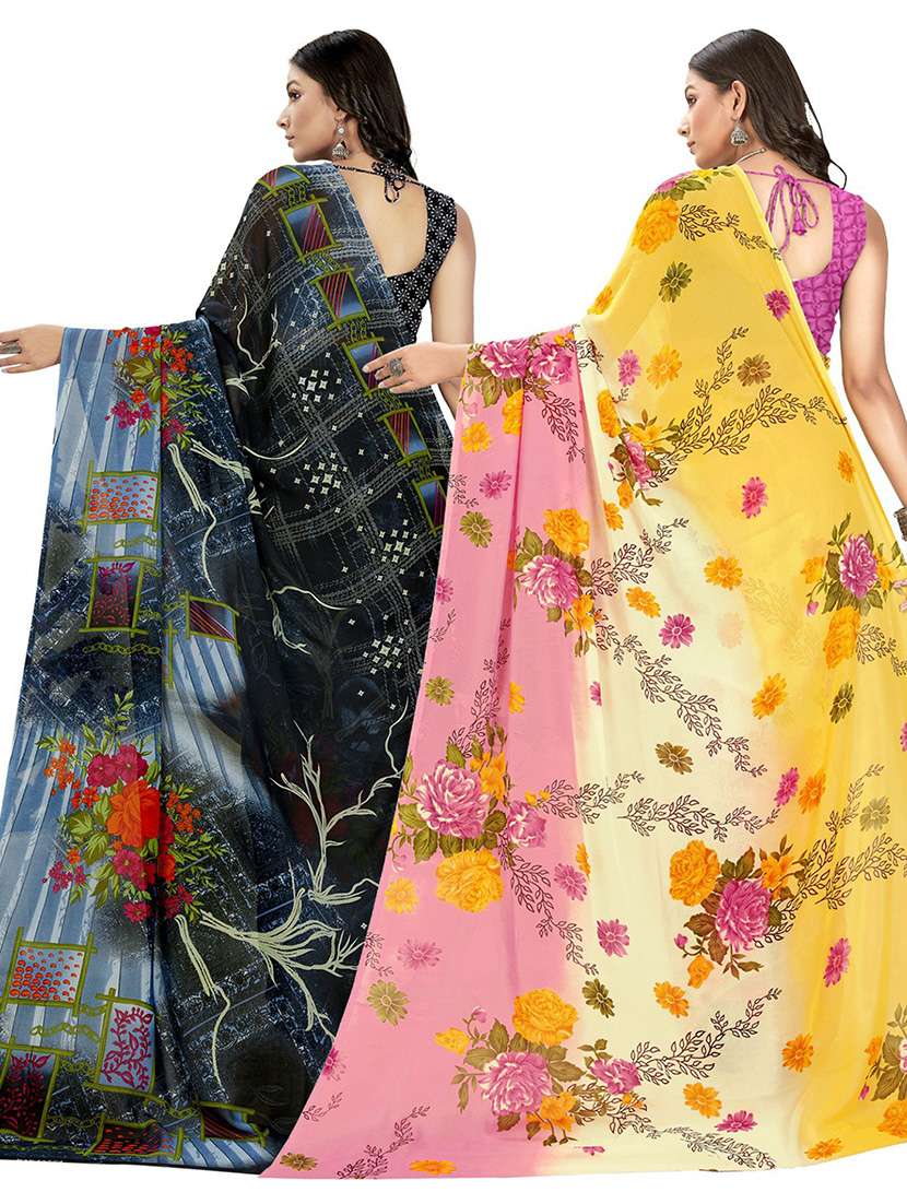 pack of 2 printed casual wear sarees - 21435619 -  Standard Image - 1