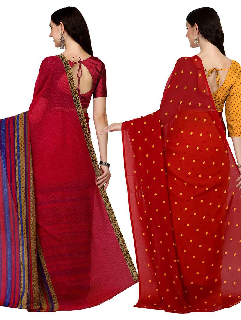 pack of 2 casual wear combo sarees with blouse - 21435621 -  Standard Image - 1