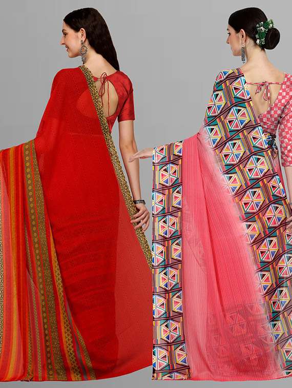 pack of 2 printed casual wear sarees - 21435657 -  Standard Image - 1