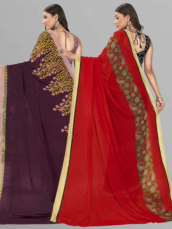 women pack of 2 casual wear sarees with blouse - 21435724 -  Standard Image - 1