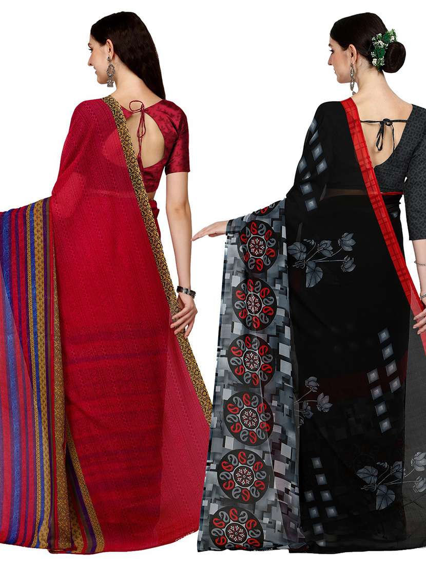 women pack of 2 printed casual sarees - 21435746 - Standard Image - 1