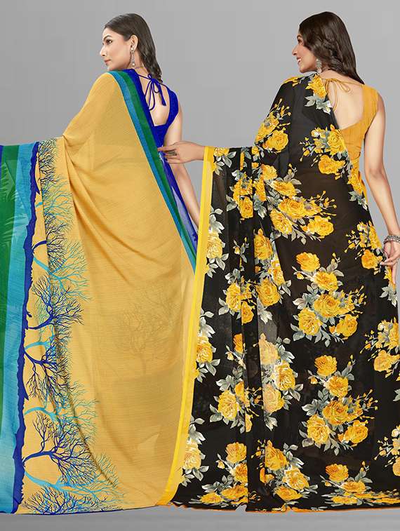 pack of 2 printed casual wear sarees - 21435789 -  Standard Image - 1