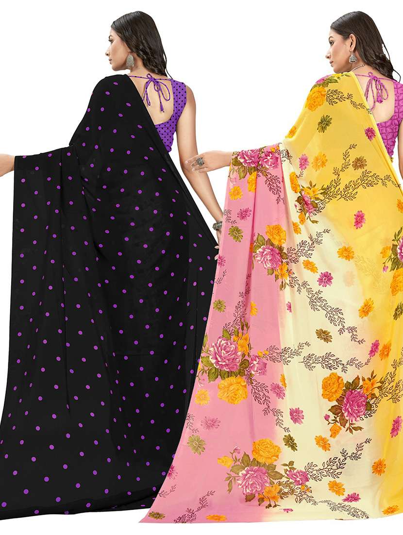 women pack of 2 casual wear sarees with blouse - 21435806 -  Standard Image - 1
