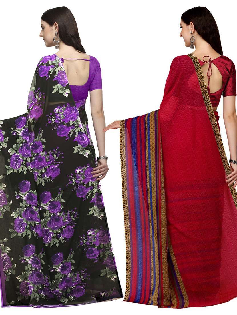 pack of 2 printed casual wear sarees - 21435826 -  Standard Image - 1