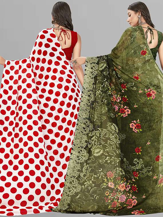 pack of 2 printed sarees - 21435883 -  Standard Image - 1