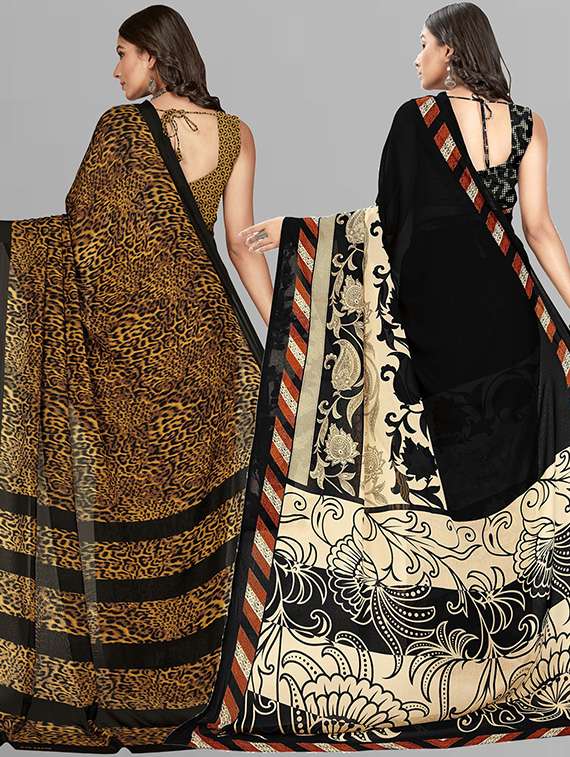 pack of 2 printed casual wear sarees - 21435893 -  Standard Image - 1
